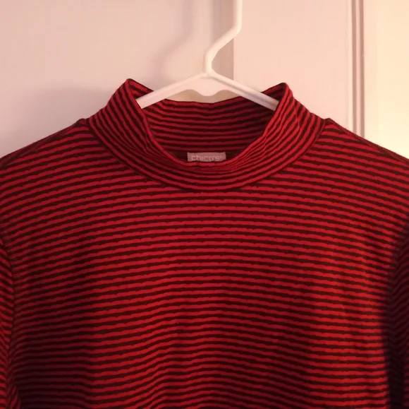 Chico's Striped Mock Neck Shirt - Picture 2 of 6